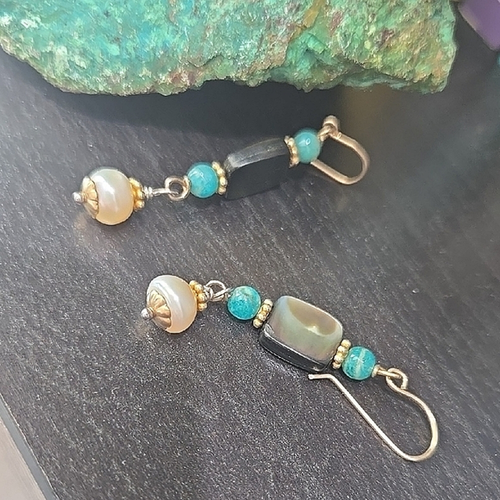14kt Gold and Pearl Earrings: Handmade Jewelry